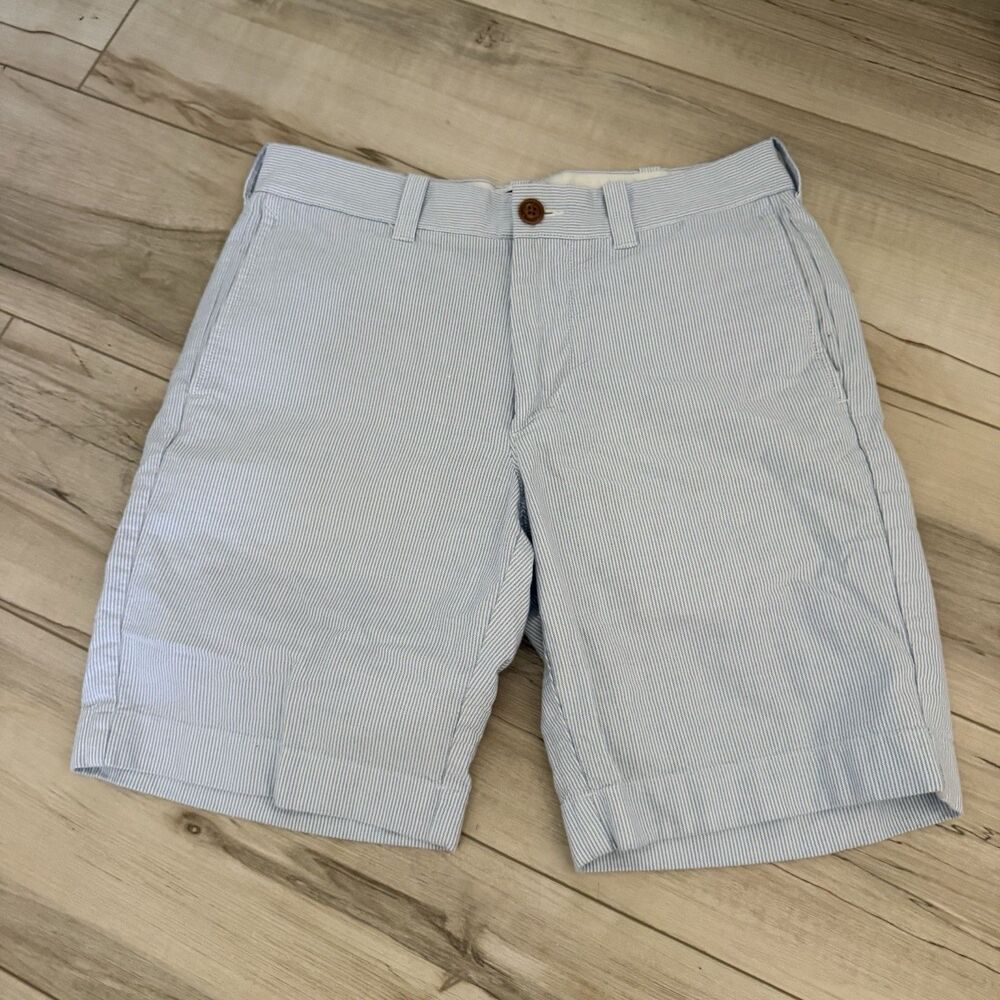 J. Crew Seersucker Shorts Mens 28 Blue Sunwashed  Oxford Striped Beach Vaca